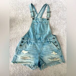 Abercrombie & Fitch Blue Denim Short Overalls